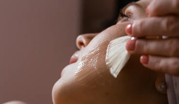 chemical peel treatment being applied to face at medspa in Lindenhurst NY