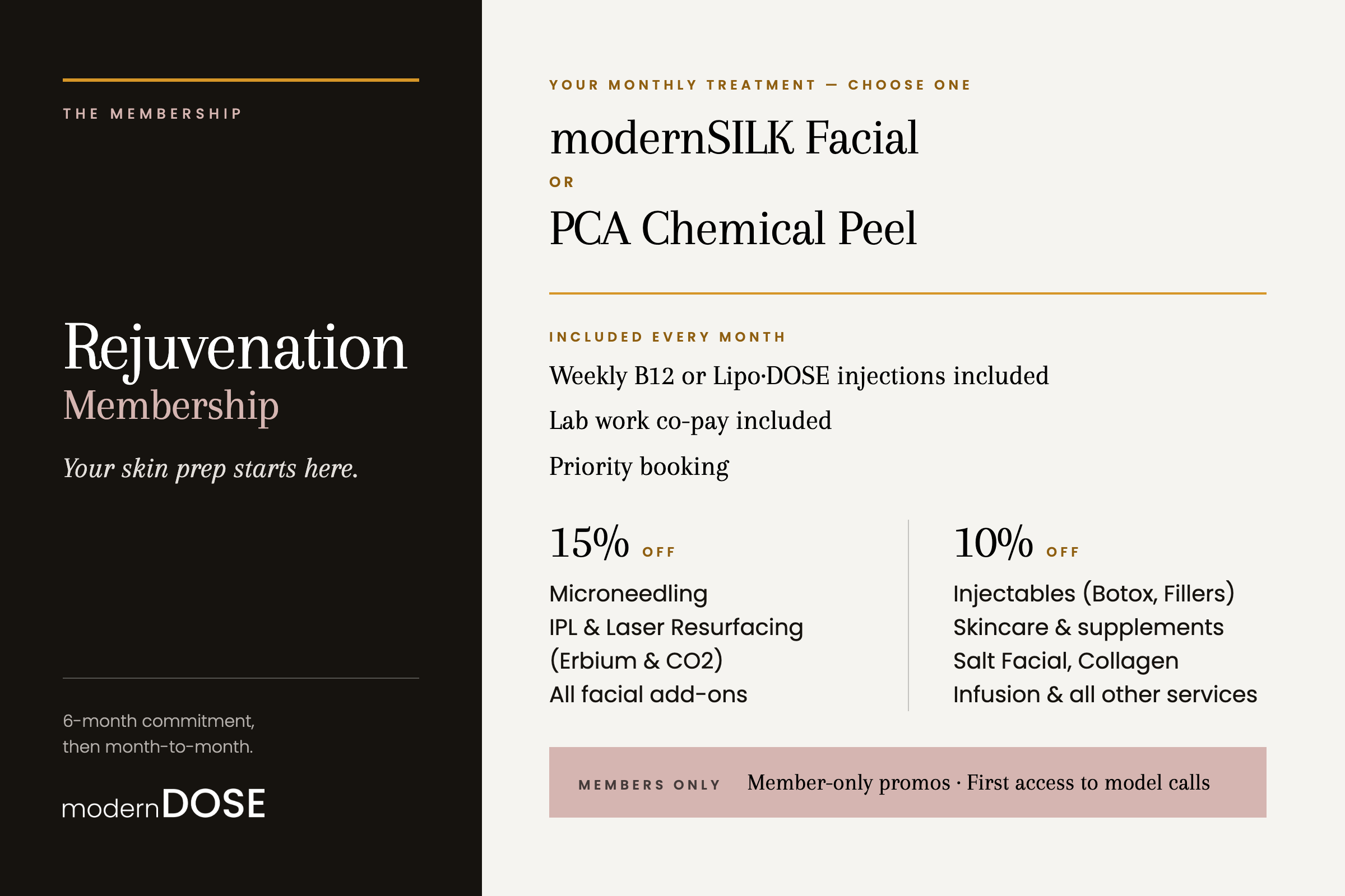 Med spa membership Lindenhurst — Rejuvenation Membership perks graphic